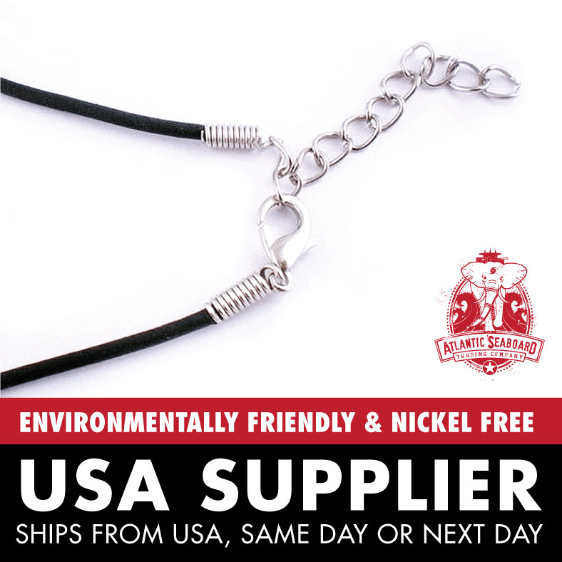 2.5mm Rubber cord 18″ Environmentally Safe–NICKEL FREE 1, 5, 10, 25 Pcs.