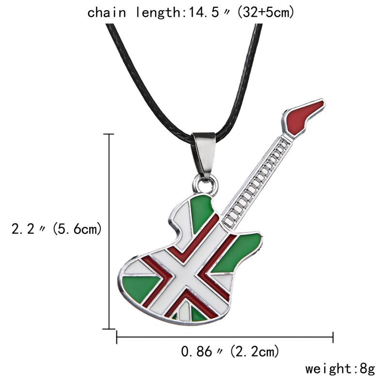Fashion Men’s Unisex Stainless Steel Guitar Pendant Leather Necklace Jewelry New