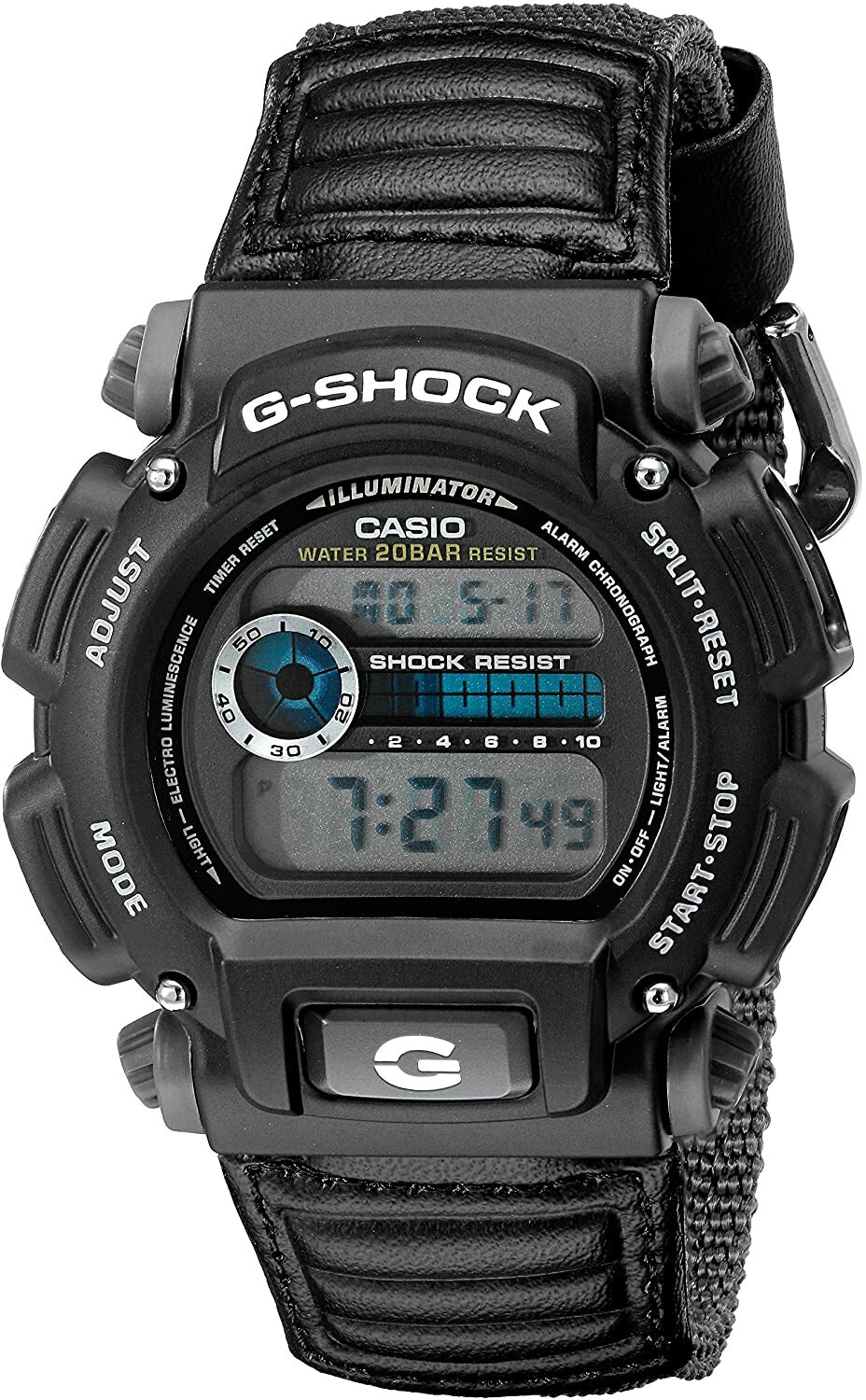 Casio DW9052V-1V, G-Shock 200 Meter Watch, Chronograph, Nylon Strap, Alarm, NEW