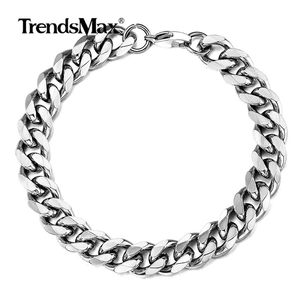 Men’s Chain 3/5/7/9/11mm Stainless Steel Bracelet Silver Curb Cuban Link 7-11″