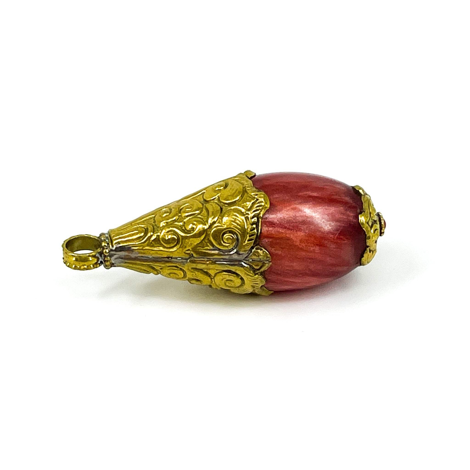 Tibetan Red Brass Repousse Pendant