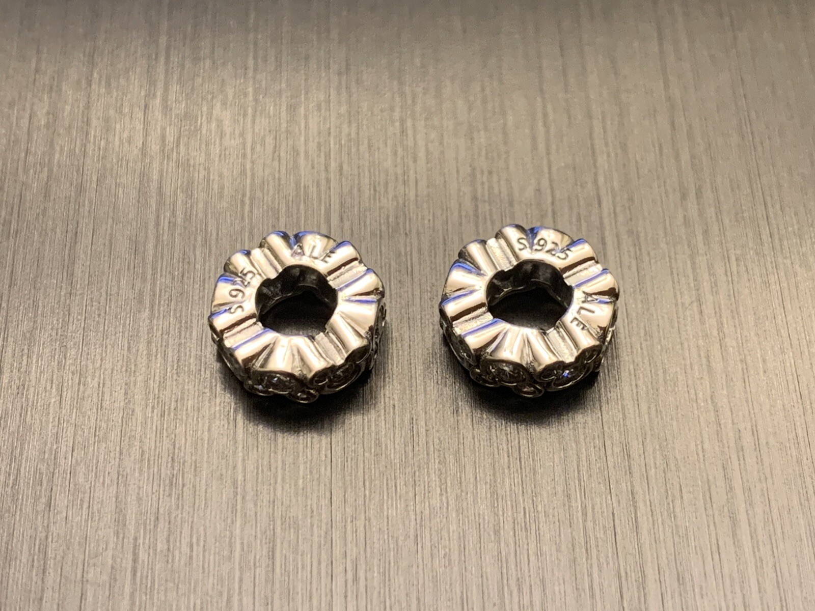 -SET OF 2- Genuine Pandora Silver Disney Mickey All Around Spacer Charm 791456CZ