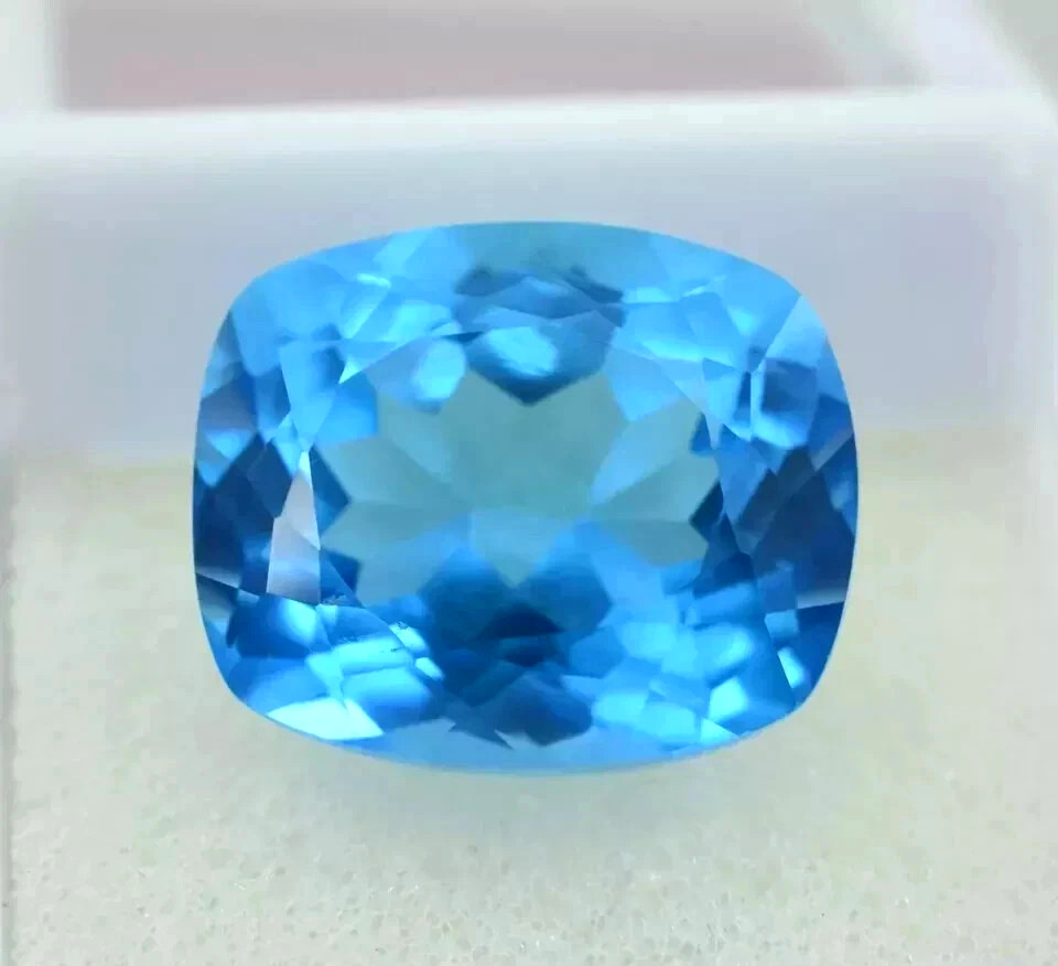 AAA 14.80 Ct Sparky Natural Sky Blue Sapphire Loose Cushion CERTIFIED Gemstone