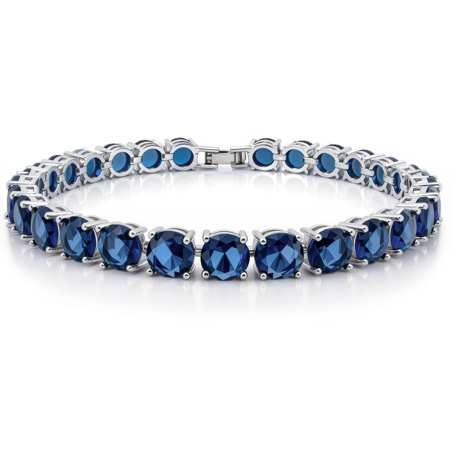KEZEF Tennis Bracelet for Women, 7mm Round CZ, Silver Plated Brass, 6.5–8