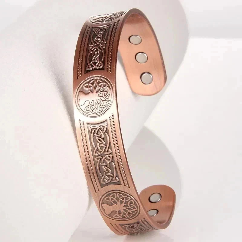 Magnetic Copper Tree of Life Bracelet Pain Relief Energy Balance Cuff Bangle****