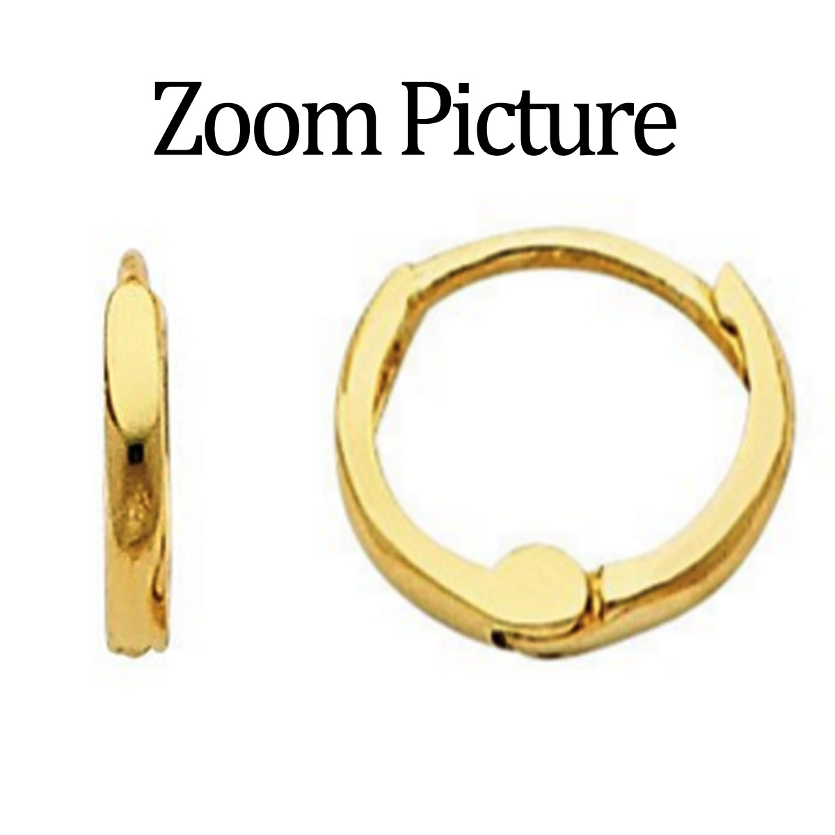 14K Solid Italian Yellow Gold 1.5 mm Small Huggies Hoop plain Earrings 8 mm 1/4″