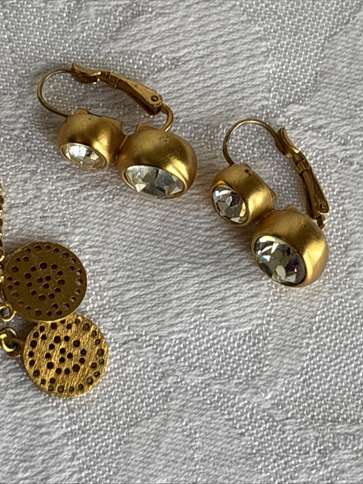 Park Lane Roma Necklace Long Satin Brushed Gold Tone & Anne Klein Earrings