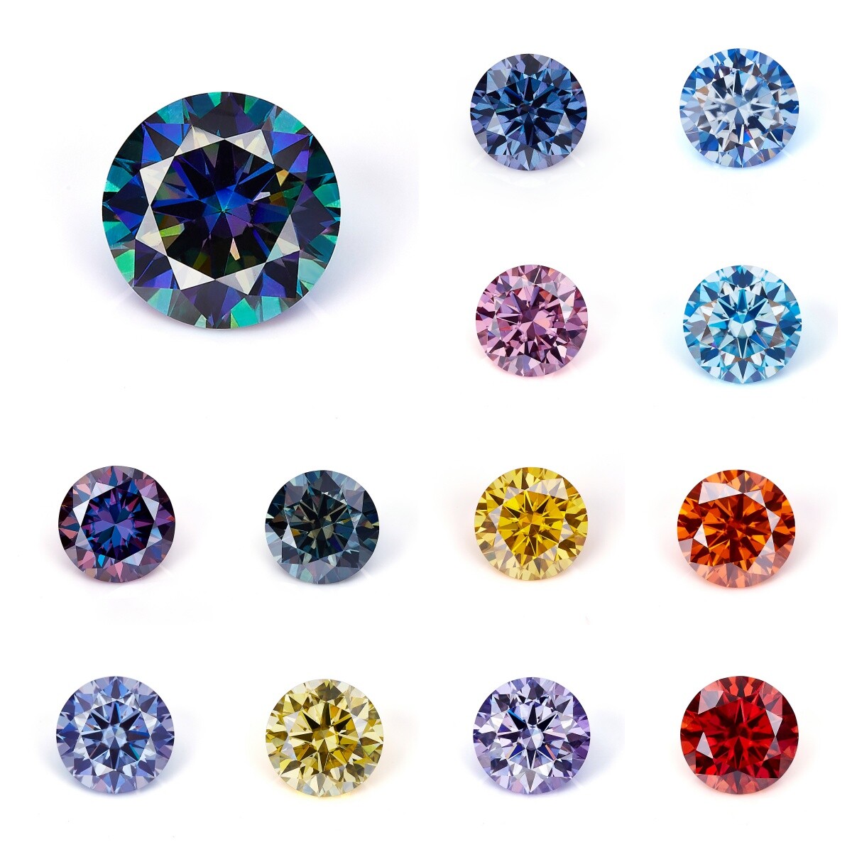 Various Colors 5-9mm Round Brilliant Loose Moissanite Stone Pink Excellent W.GRA
