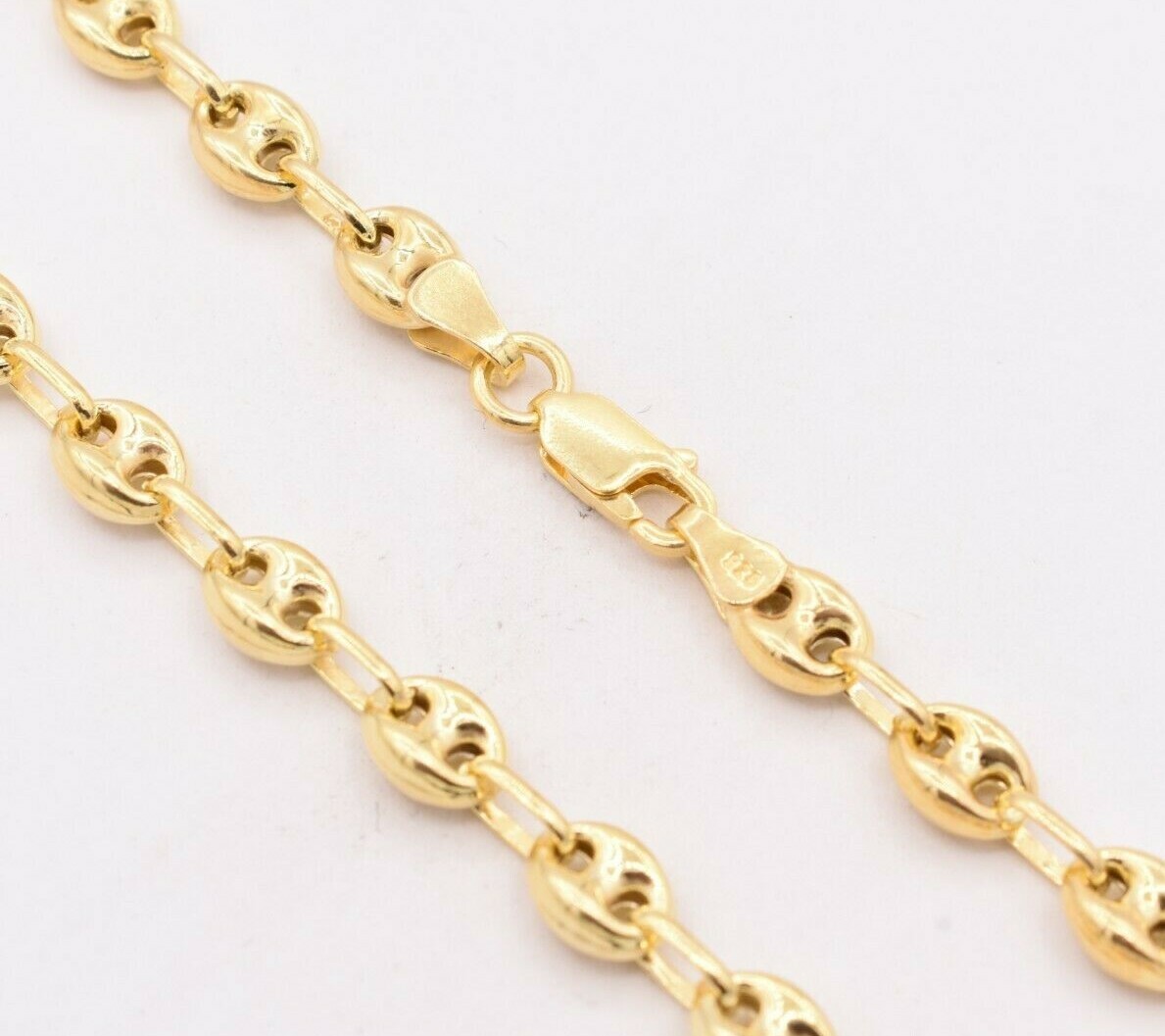 6mm Puffed Anchor Mariner Chain Necklace 14K Yellow Gold-Plated Silver 925