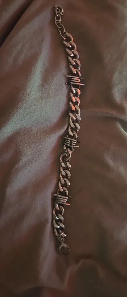 Barbed Wire Cuban Link Chain Bracelet Adjustable Stainless Steel Punk Emo 2026.