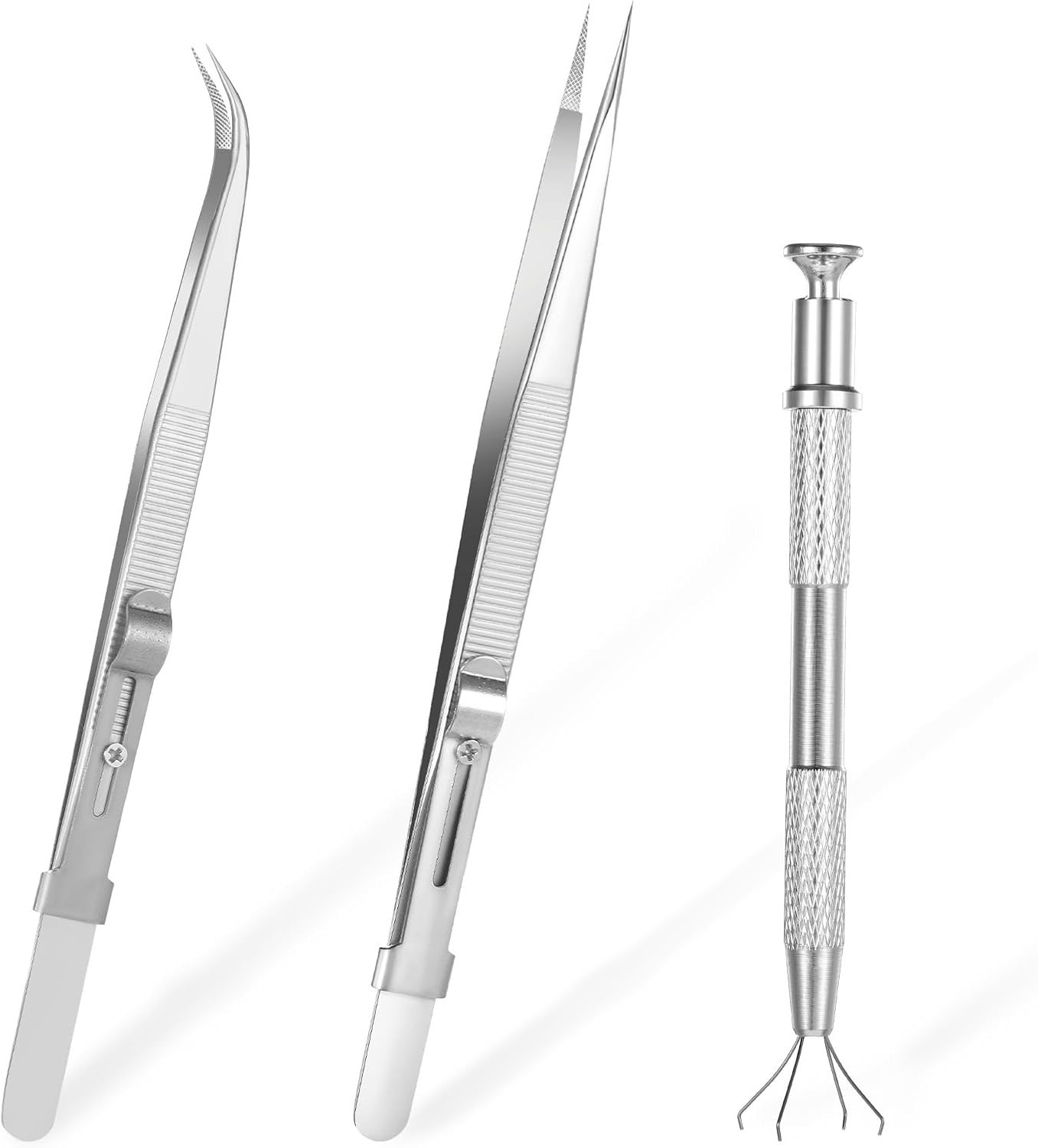 Durable Slide-Locking Jewelry Tweezers Set – 3 Pack Stainless Steel Precision