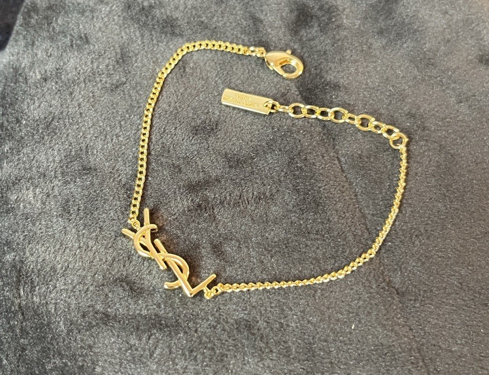 Gold Tone Ysl Saint Laurent Bracelet 6.5-7.5”