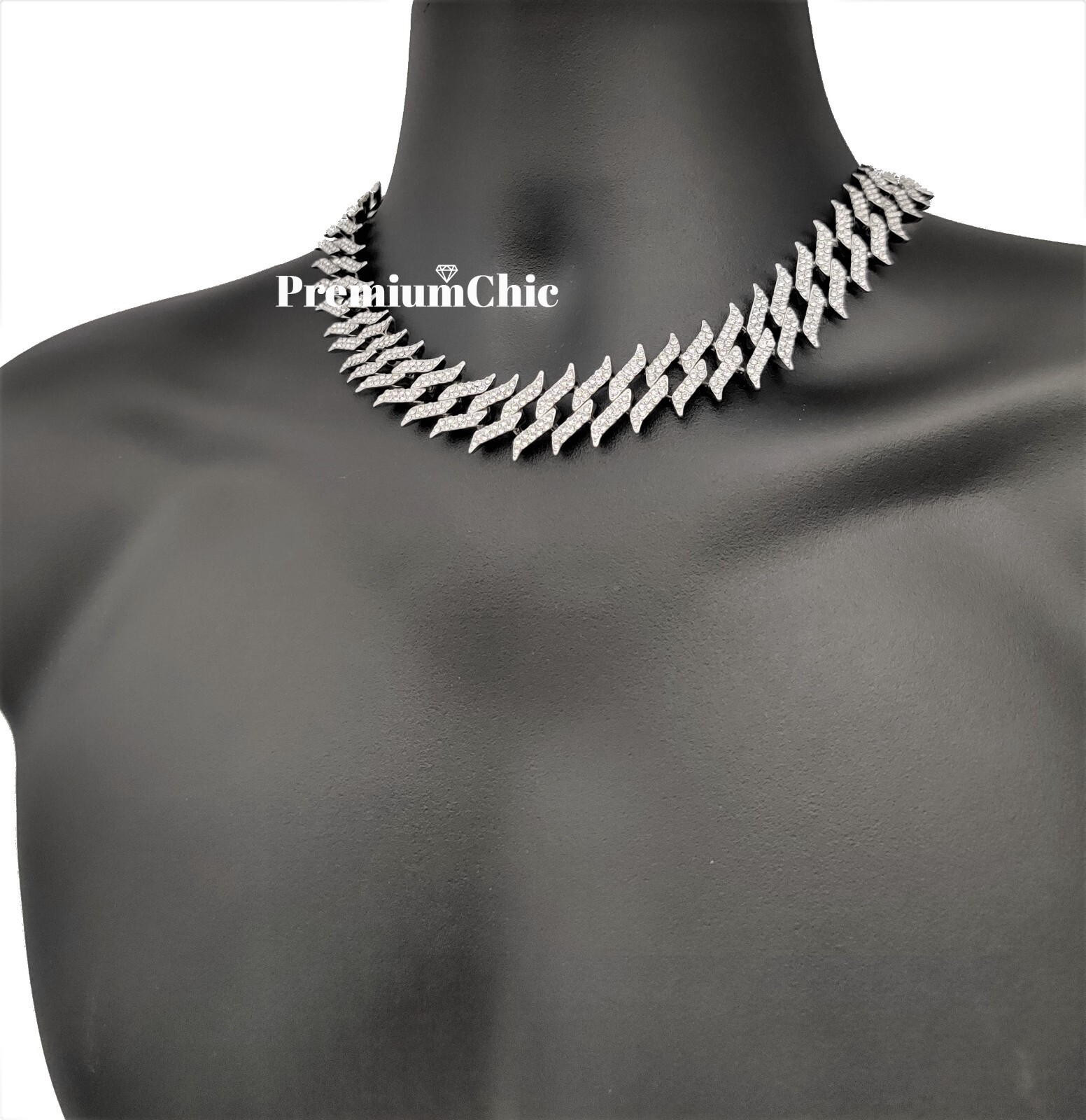 ICED Miami Cuban Link Chain Spike Choker Necklace Mens Plated CZ Hip Hop Jewelry