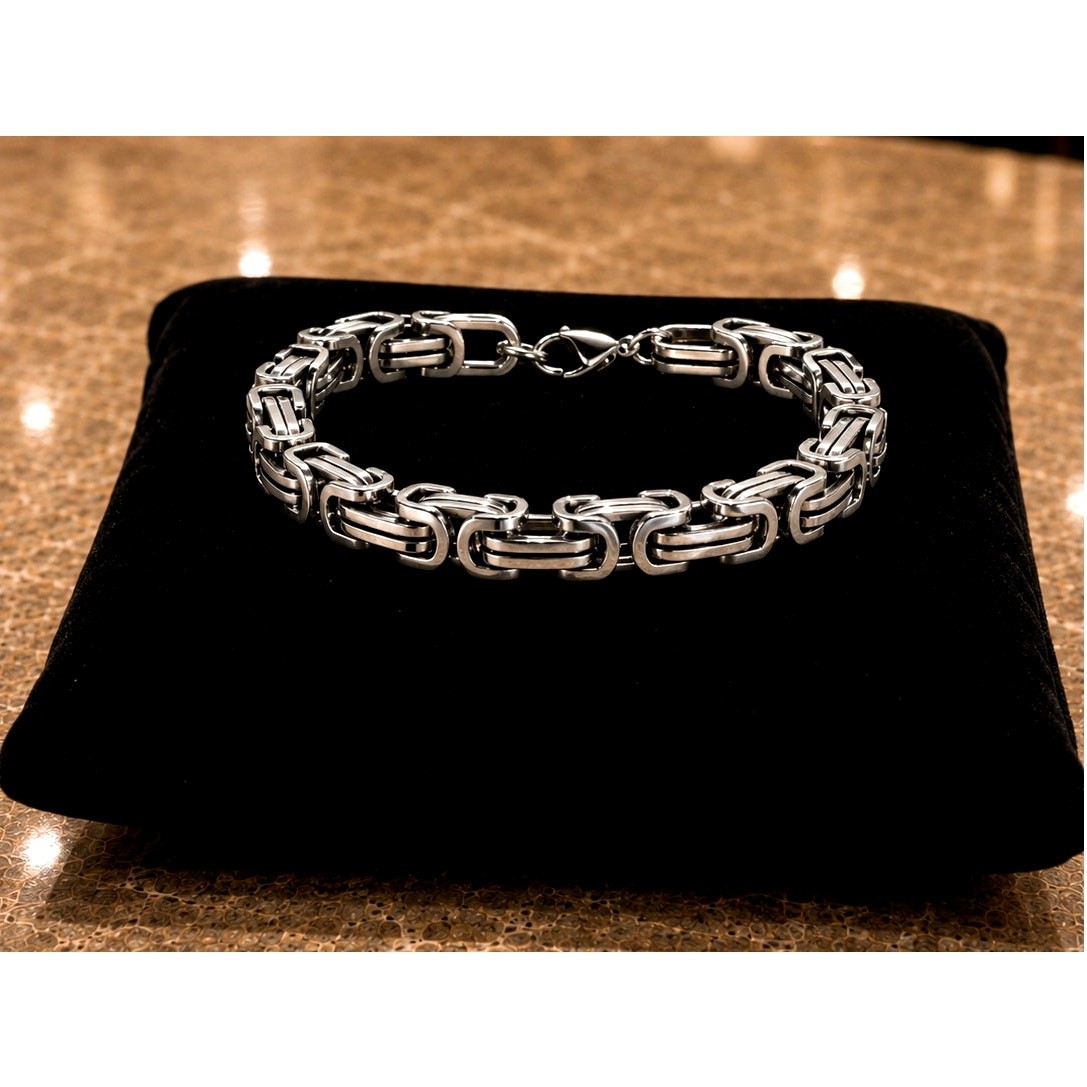 Unisex Classic Box Chain Bracelet Silver on Silver