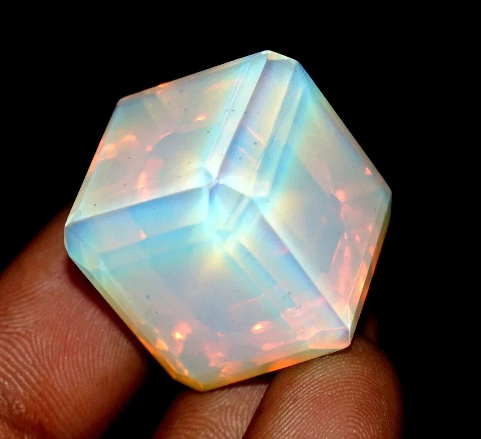 103.00 CT Certified Blue Fire Opal Cube Stunning Loose Gemstone For Jewelry