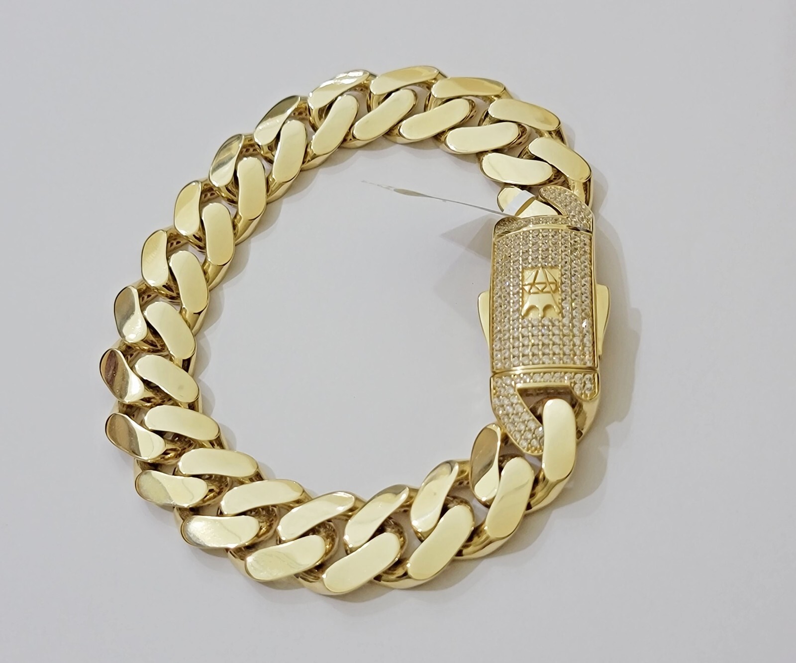 Mens 10k Yellow Gold Bracelet Royal Cuban Link 8.5 inch 15mm Real 10KT