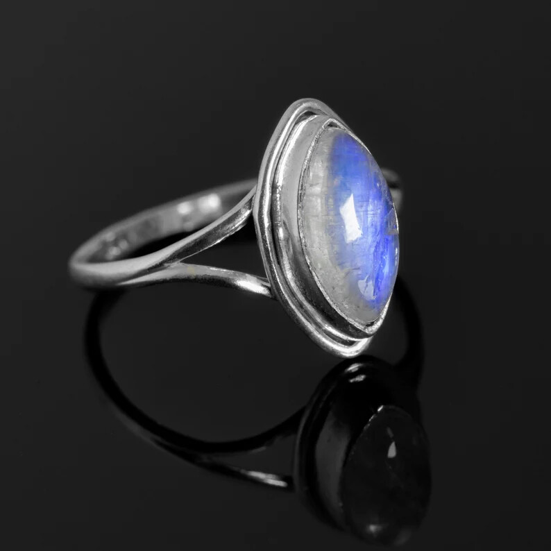 Moonstone 925 Sterling Silver Band &Statement Ring Handmade Ring All size-b-26