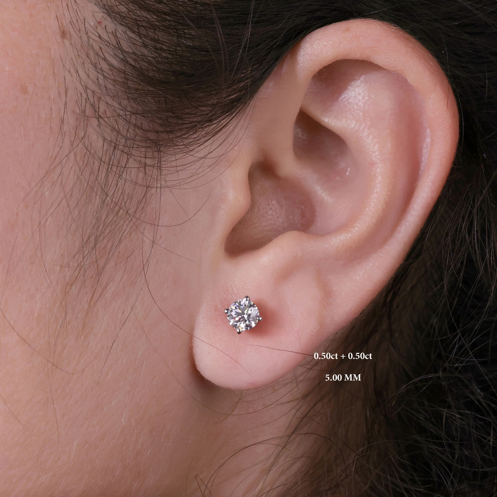 Lab Grown Diamond Stud Earrings 0.50-4CT VS E/F Color 14K Solid Gold for Gift
