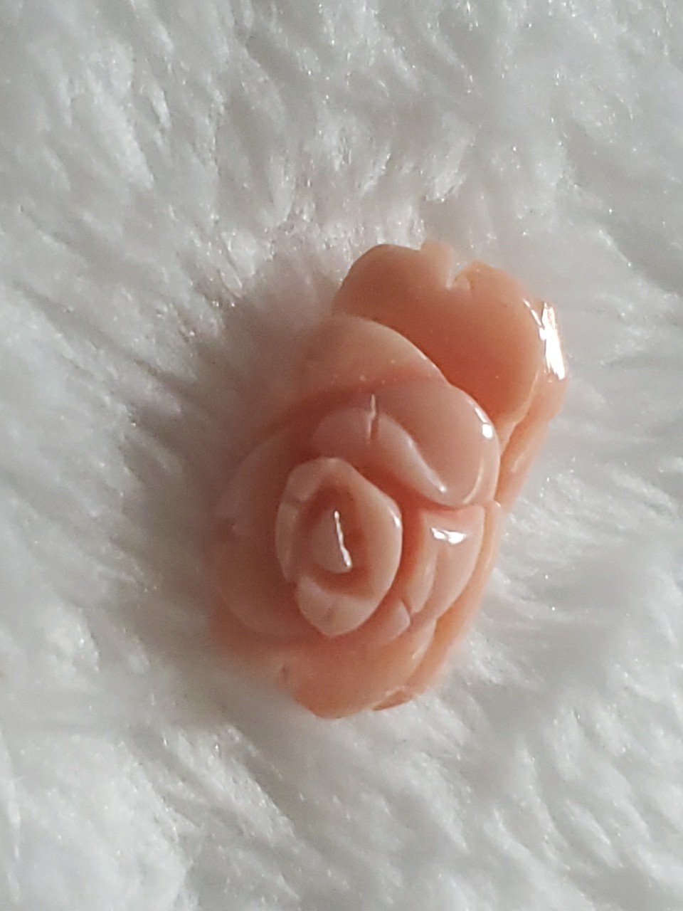 Vintage Hand Carved Pink Coral Floral Rose Loose Gem Jewelry Projects 15mm