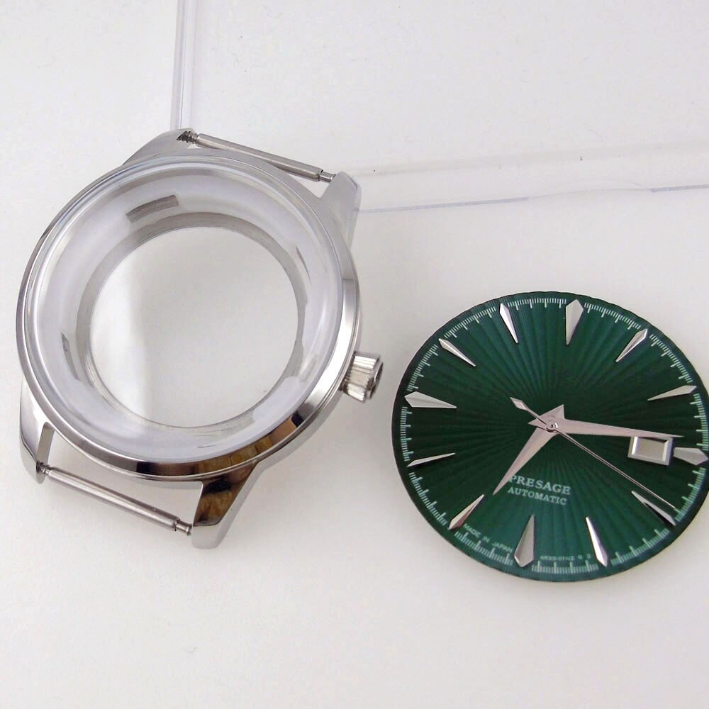 40mm Silver Rose Gold Watch Case Fit NH35 NH36 Black Blue 35mm Sunburst Dial