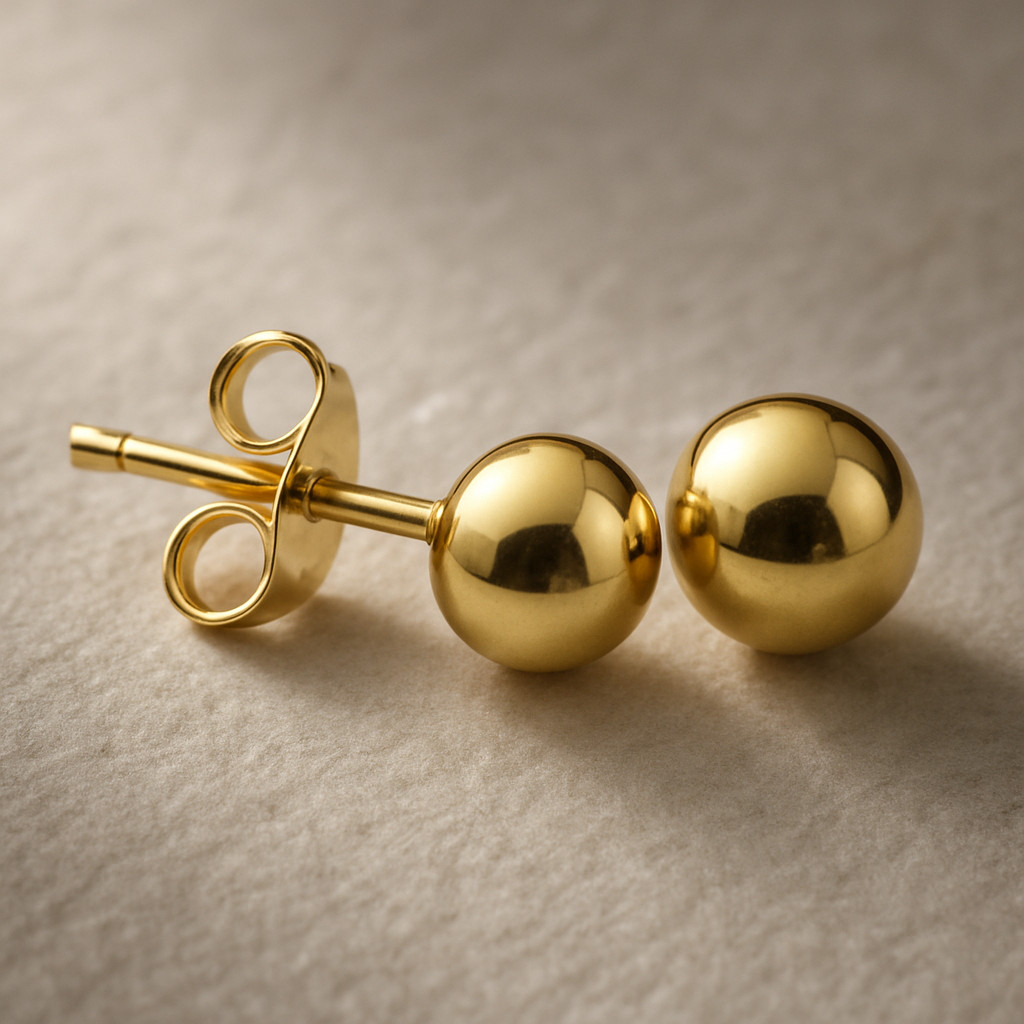 9ct Gold on Silver 2mm 3mm 4mm 5mm 6mm 8mm Ball Stud Earrings – PAIR