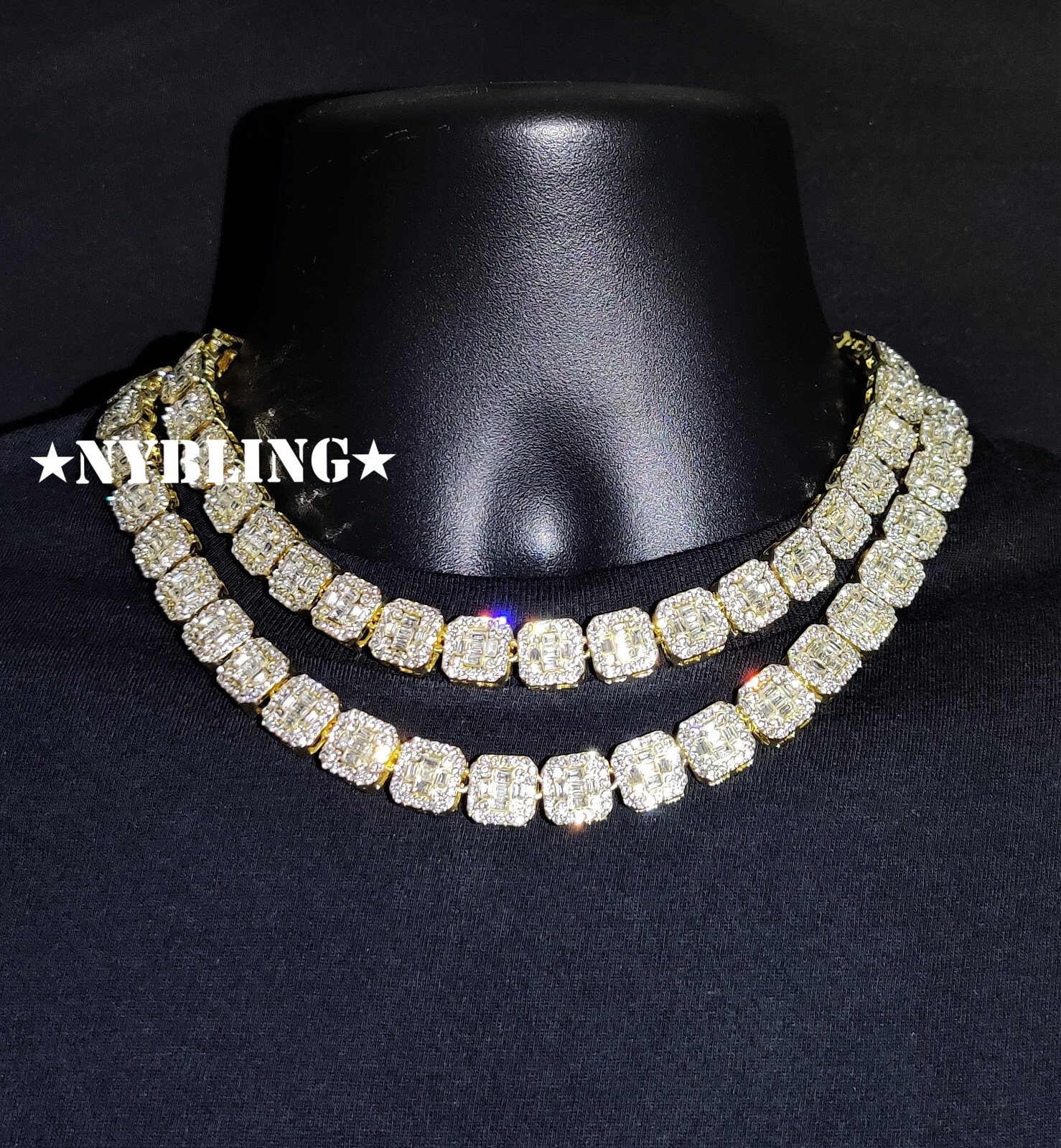 18″ or 20″ Iced Baguette Tennis Chain Choker Necklace Plated CZ Hip Hop Jewelry