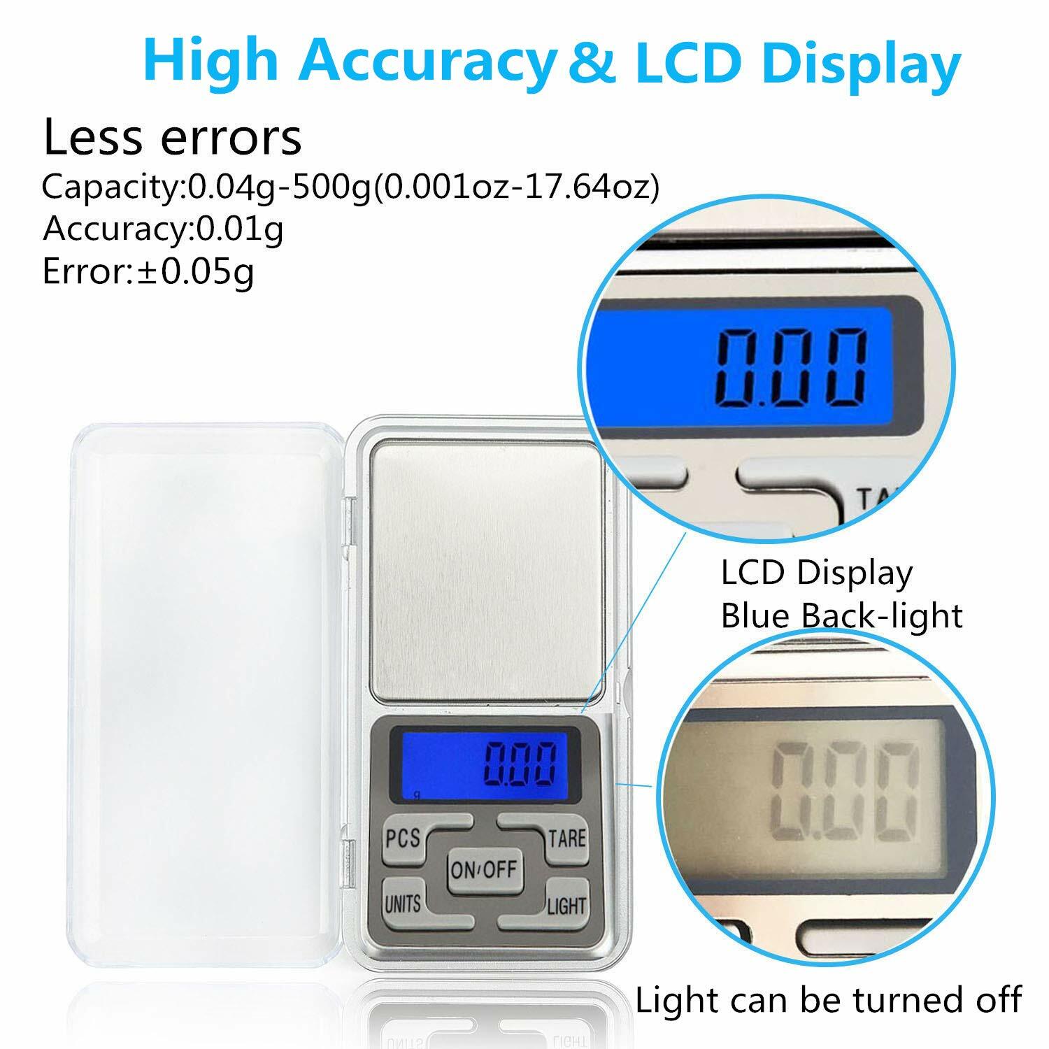 Portable 500g x 0.01g Mini Digital Scale Jewelry Pocket Balance Weight Gram LCD