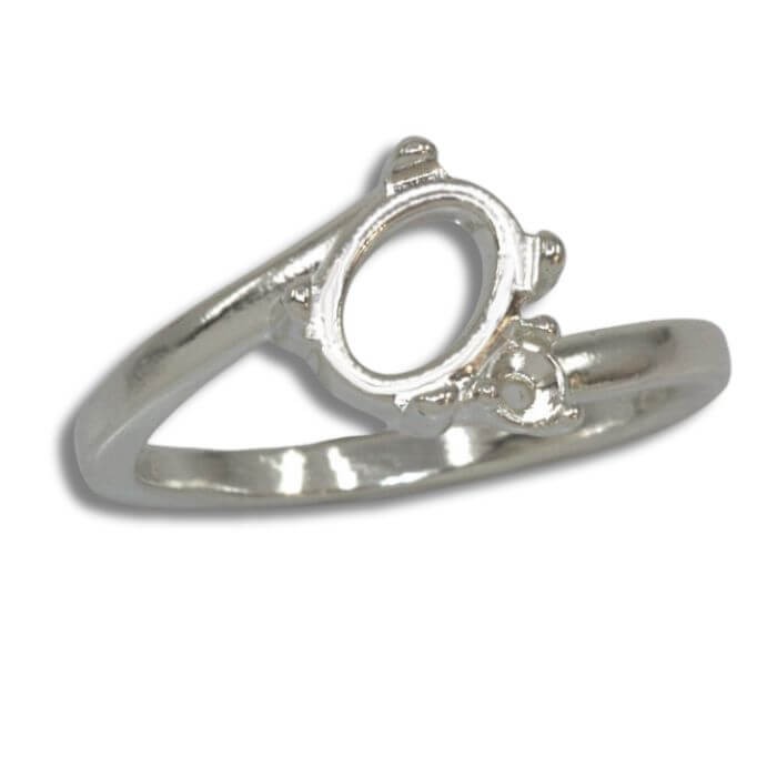 (8x6mm – 10x8mm) Oval Cabochon Bypass Accent Ring Mounting (Size 4 – 11)