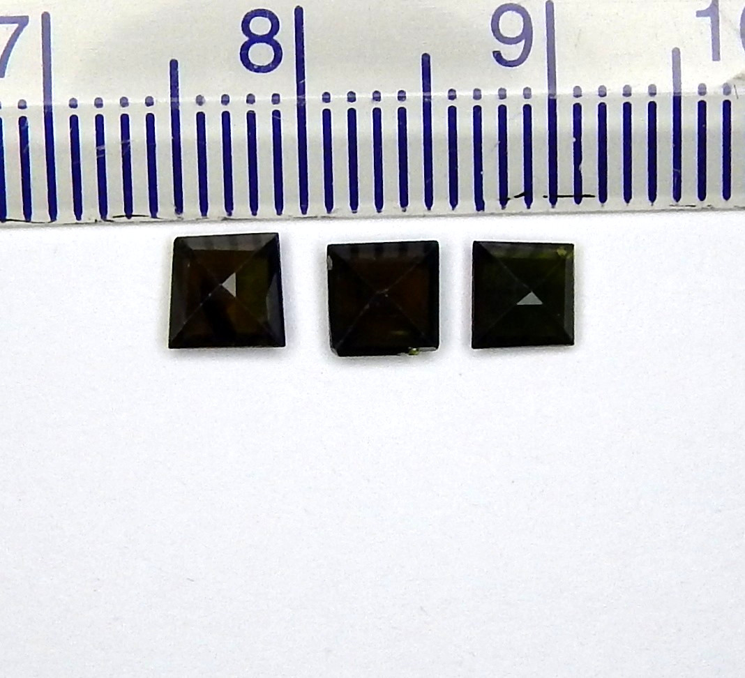 1.3ct Lot of 3 Green Orange Epidote Natural Earth Mined Faceted Princess Kenya