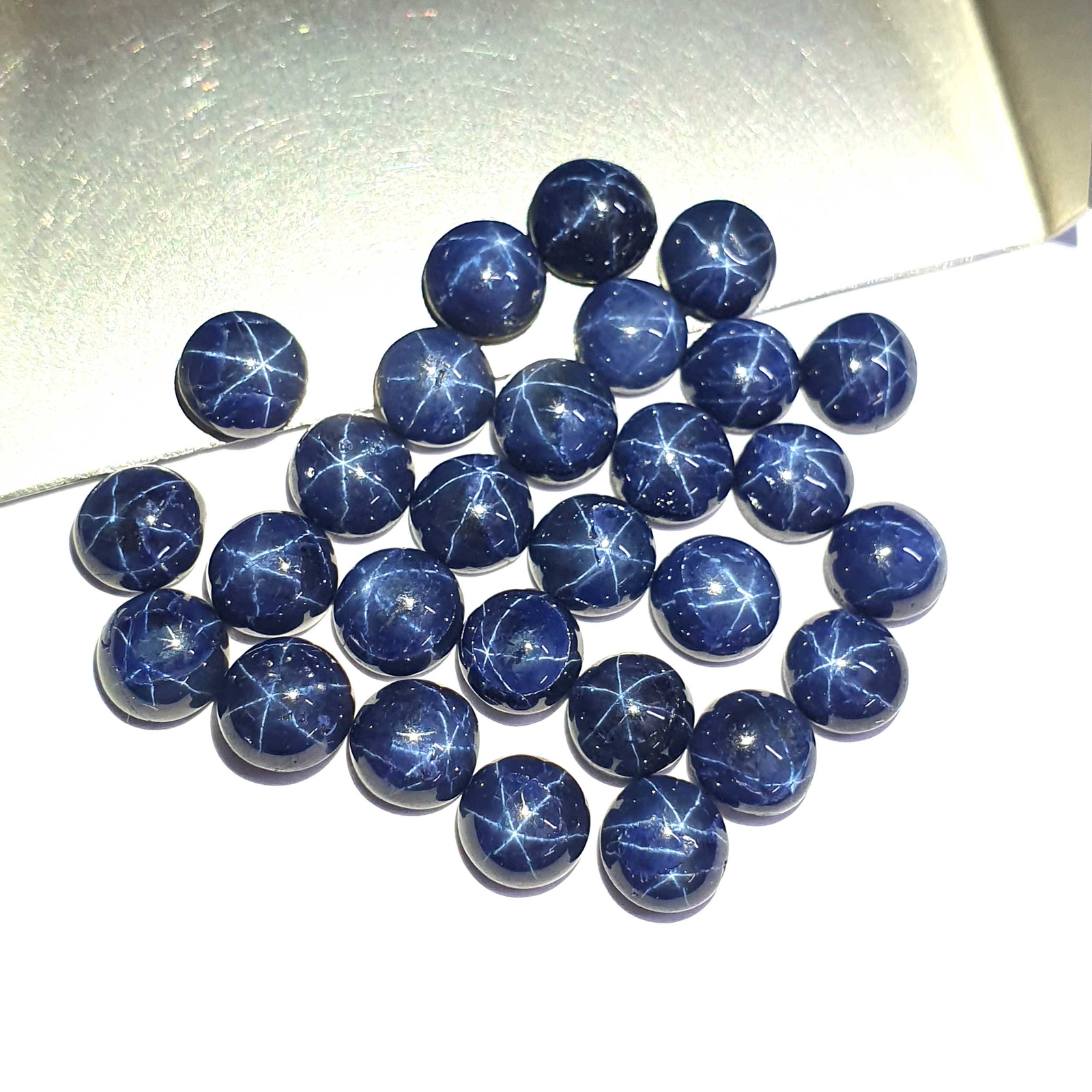 Natural Star Blue Sapphire Diopside Round Cabochon Gemstone Lot 8 Pcs 6 MM 10 CT