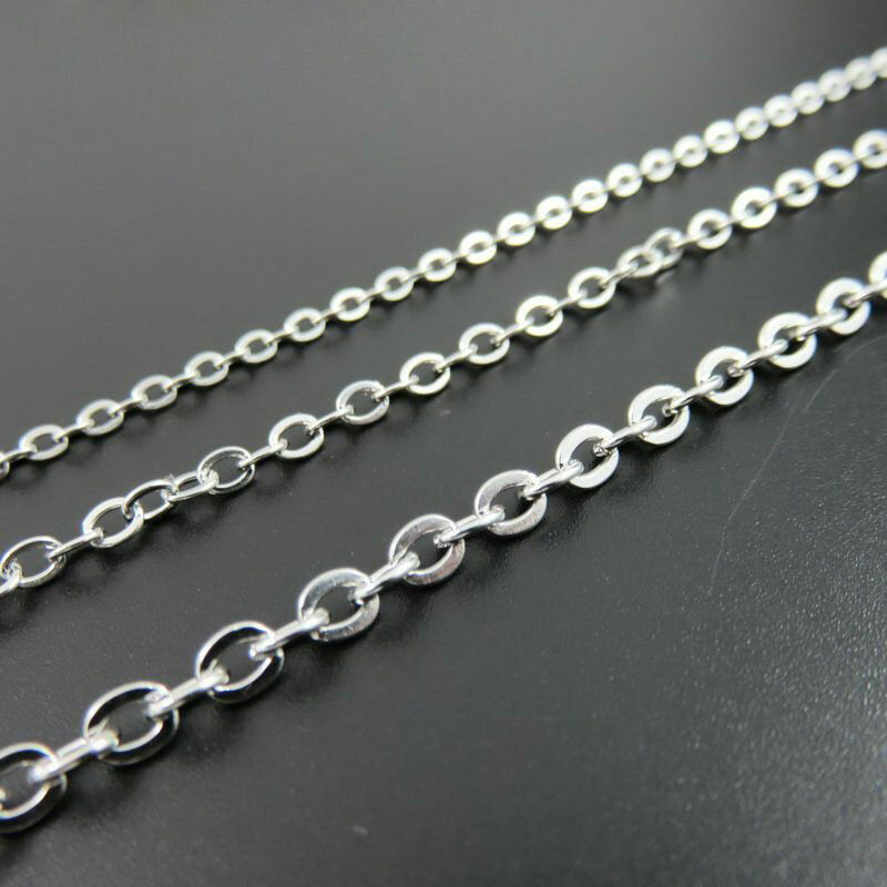 1.5-3.2mm 16″-32″ Wholesale In Bulk Stainless Steel Silver Oval Chain Necklace
