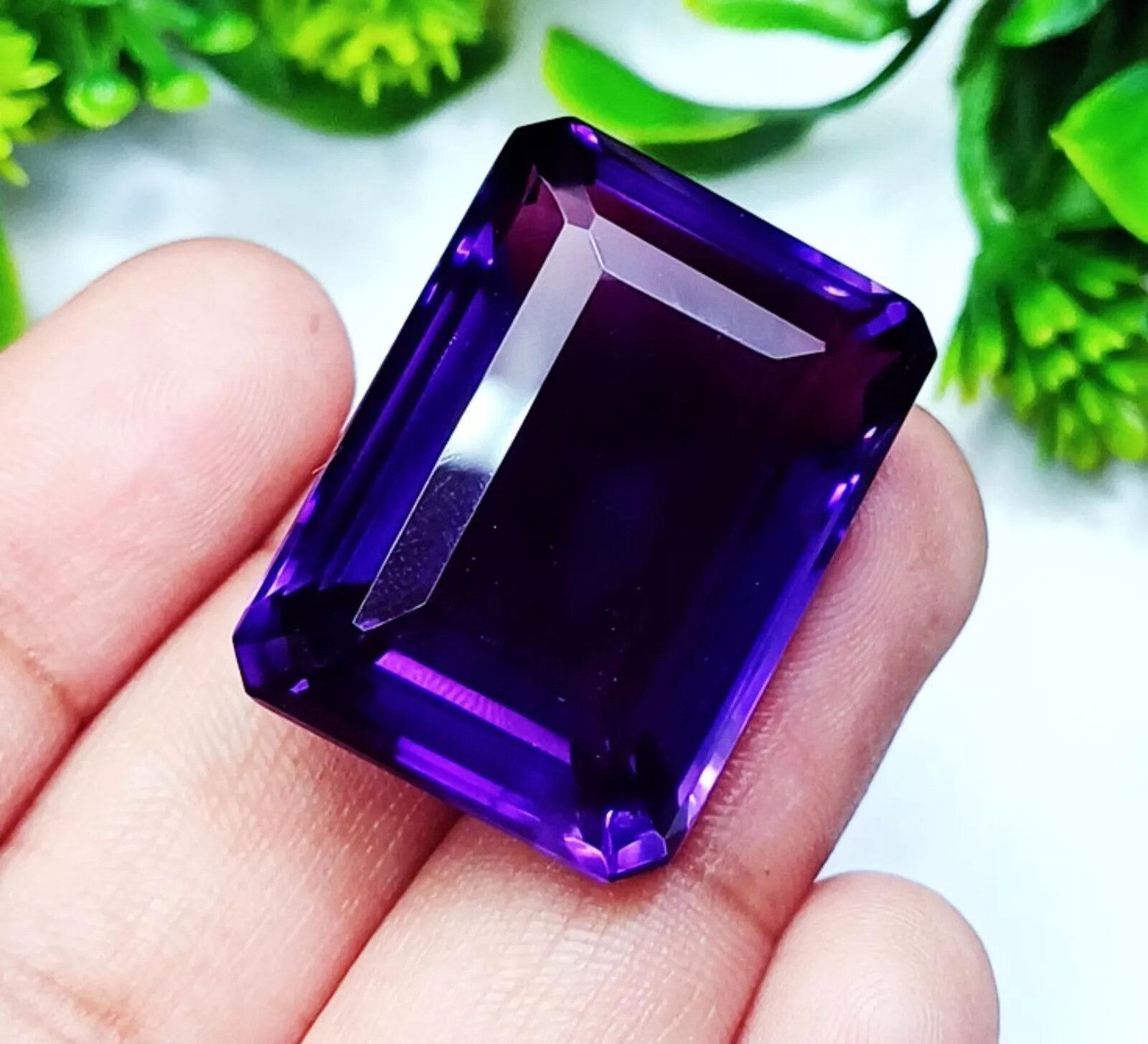 Emerald Cut 90+ Ct Natural Violet Amethyst Loose Gemstone For Pendant Making