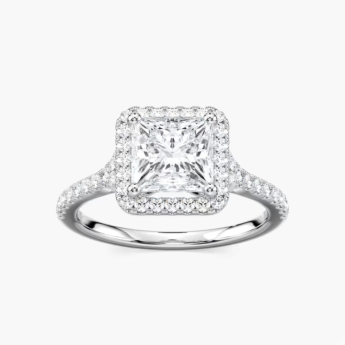 2.30 CTW Princess Cut Lab Grown Diamond Halo Ring 10k Solid Gold