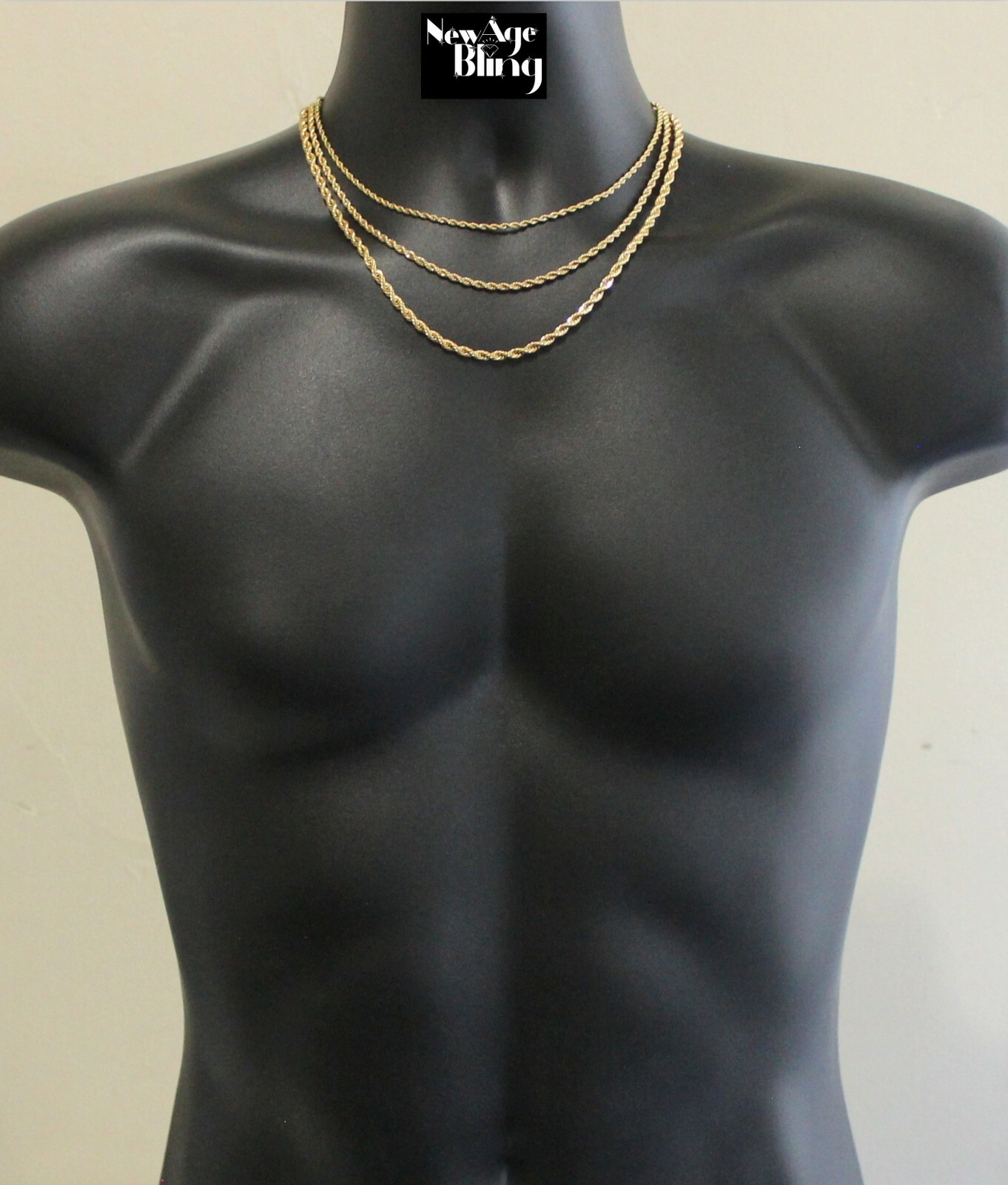 Stainless Steel Gold Plated Rope Chain Necklace Trendy Durable Premium Quality