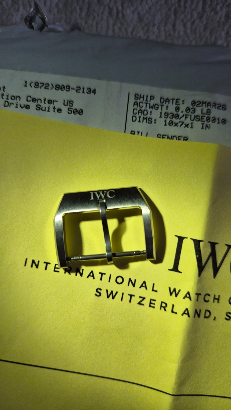 Authentic (OEM) IWC 20mm Brushed / Satin Stainless Steel Tang Buckle Clasp