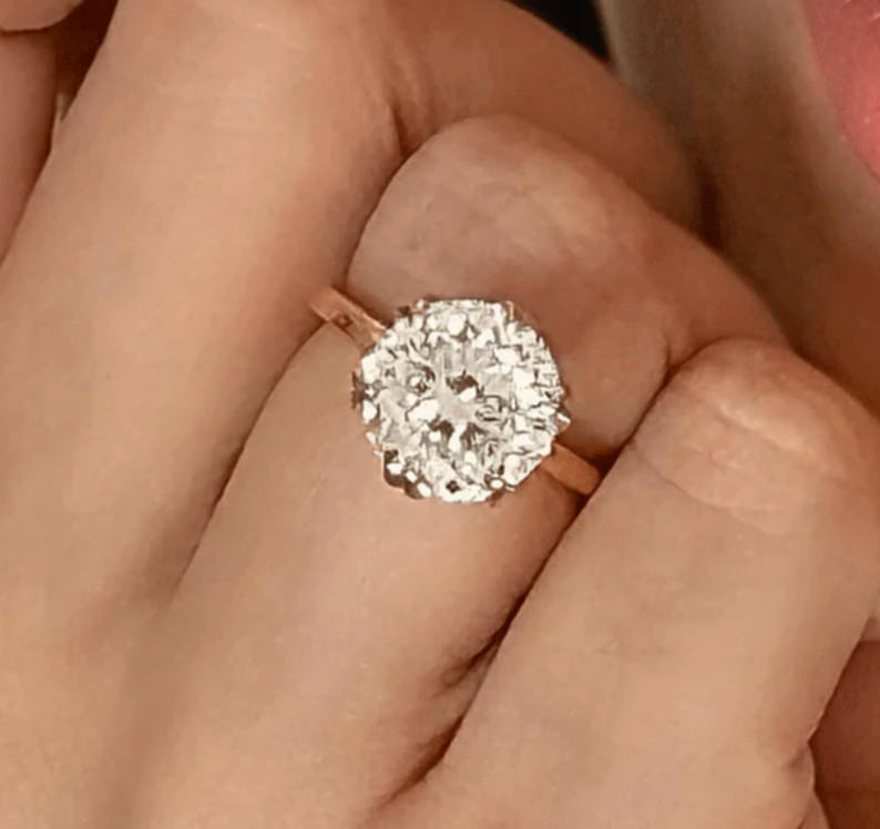 925 Silver,White Portuguess Diamond Solitaire Ring, RARE 15 Ct Certified Treated