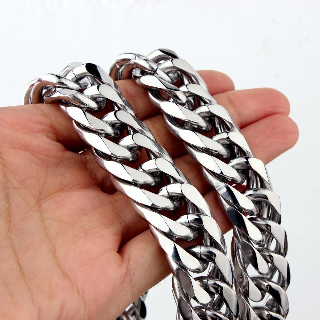 Heavy Men’s Stainless Steel Curb Cuban Link Chain Necklace 9/11/13/16/19/21mm
