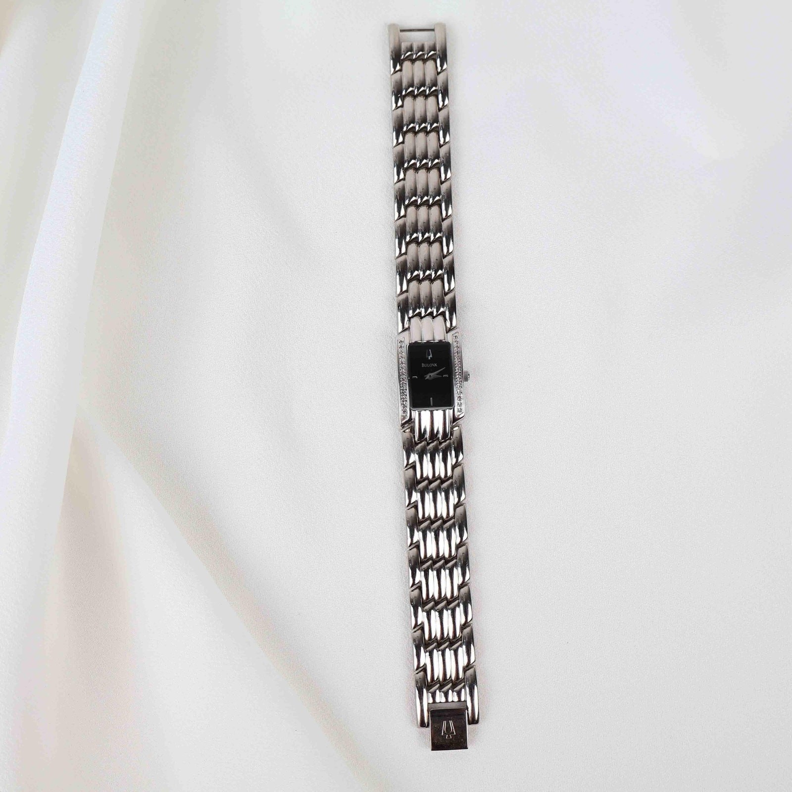 Vintage Silver Tone Bulova Watch with Rectangle Watch Face