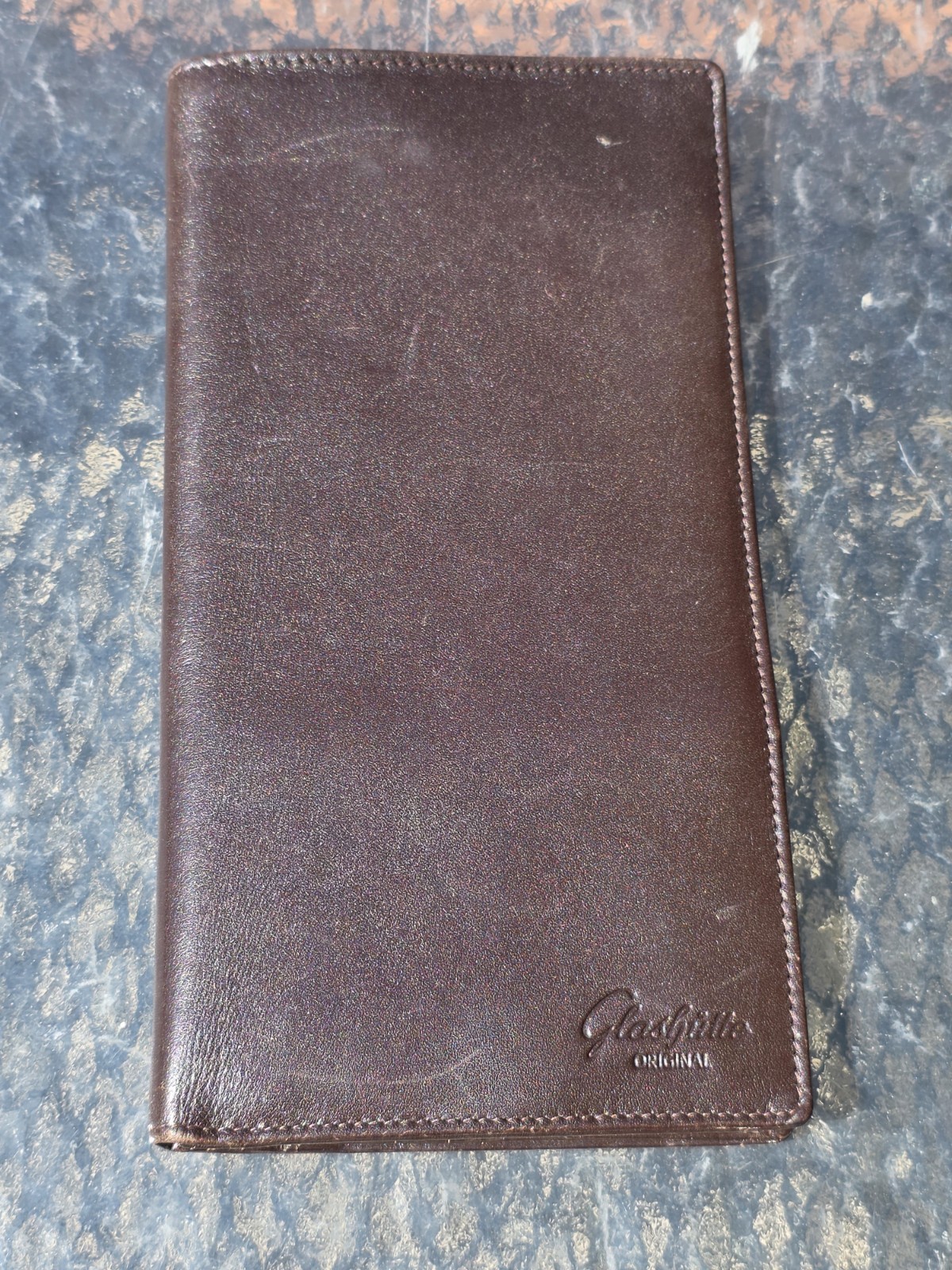 Rare Vtg GENUINE GLASHUTTE Brown Wallet Leather Free S&H in USA