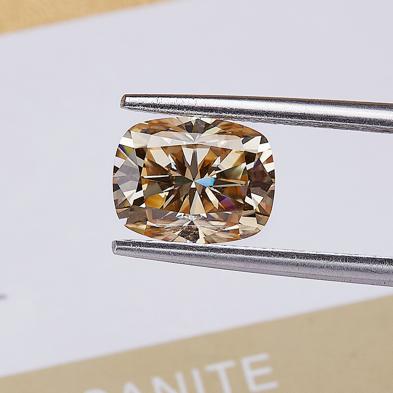 Champagne Color Moissanite Elongated Cushion Shape GRA Certified Loose Stones