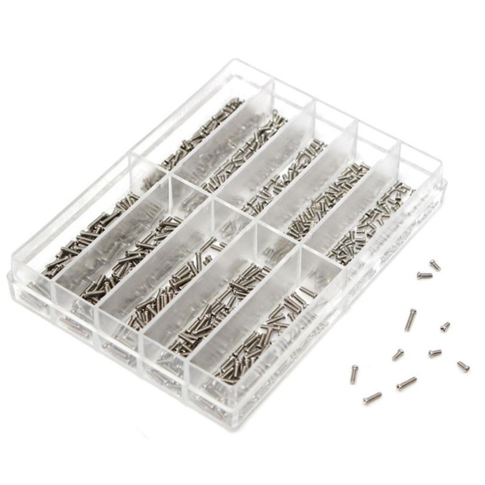 600pcs 1.2mm Assorted Stainless Steel Eyeglass Jewelry Watch Screws Kit 1.6-6mm