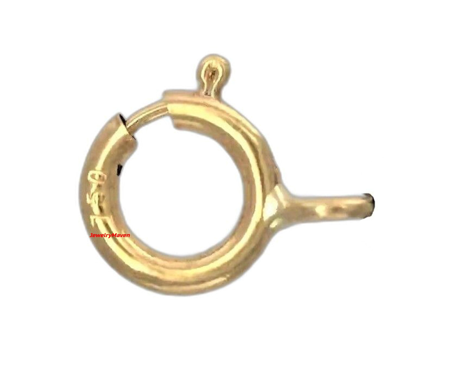 5mm STANDARD WEIGHT 18k Solid Yellow Gold Spring Ring Clasp CLOSED Jump ITALY