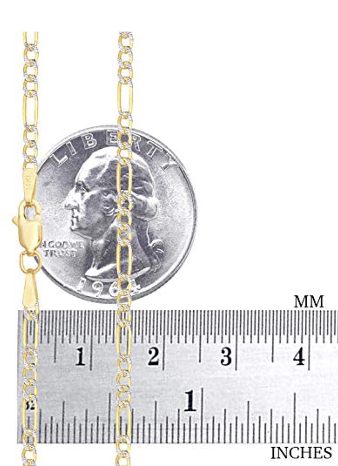14K Gold Plated Sterling Silver Pave 2.5mm Figaro Link Chain Necklace 925 Stamp