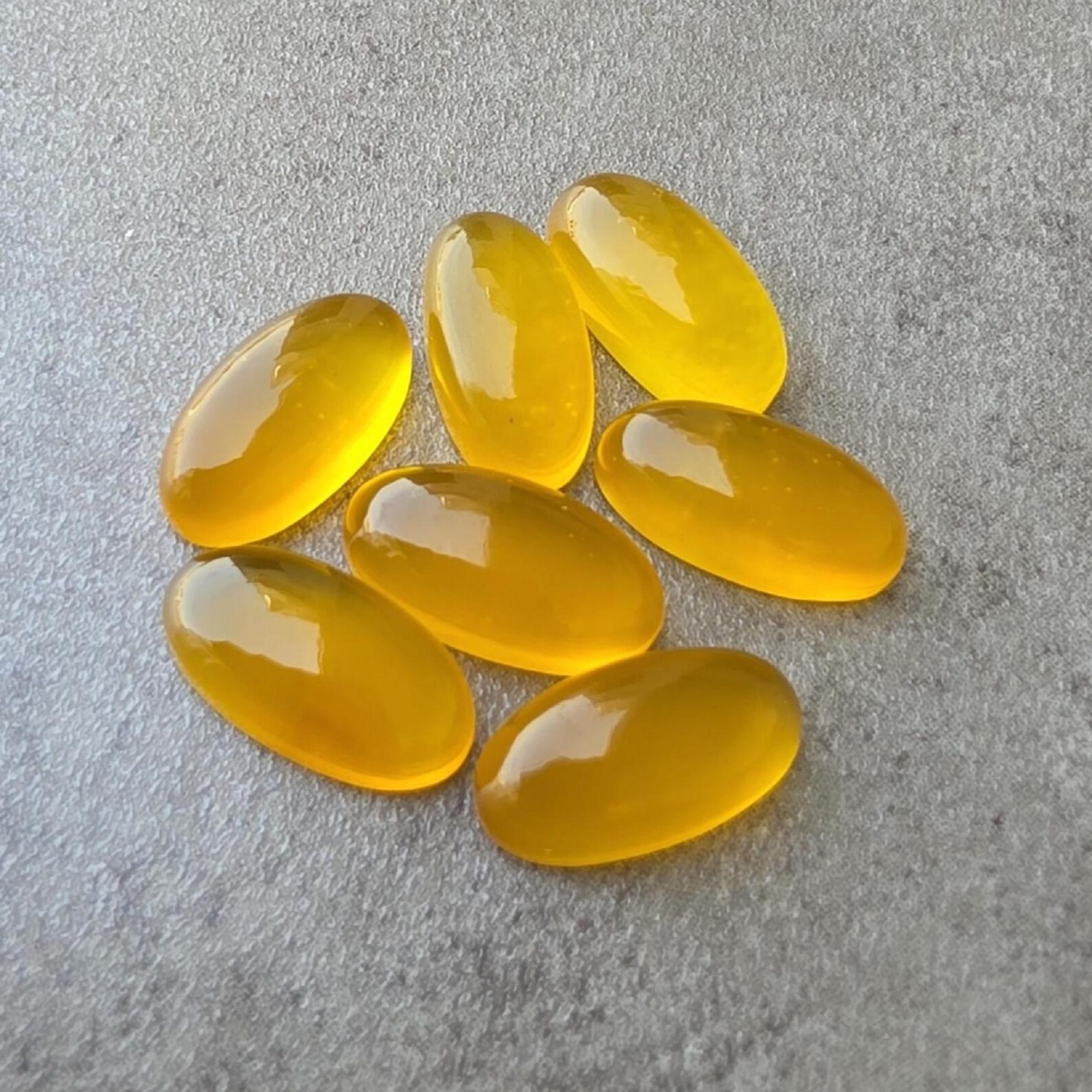 Natural Yellow Chalcedony Long Oval Cabochon Polished Loose Gemstone