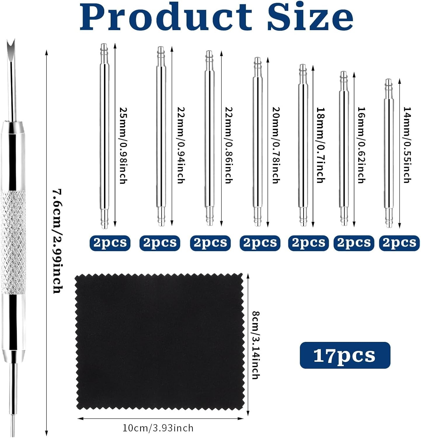 Complete Watch Strap Repair Kit: 16 PCS Stainless Steel Pins & Tools Included