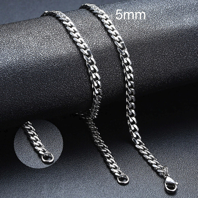 Cuban Chain Link Curb Necklace Men Women Punk Surgical Stainless Steel 2-15mm