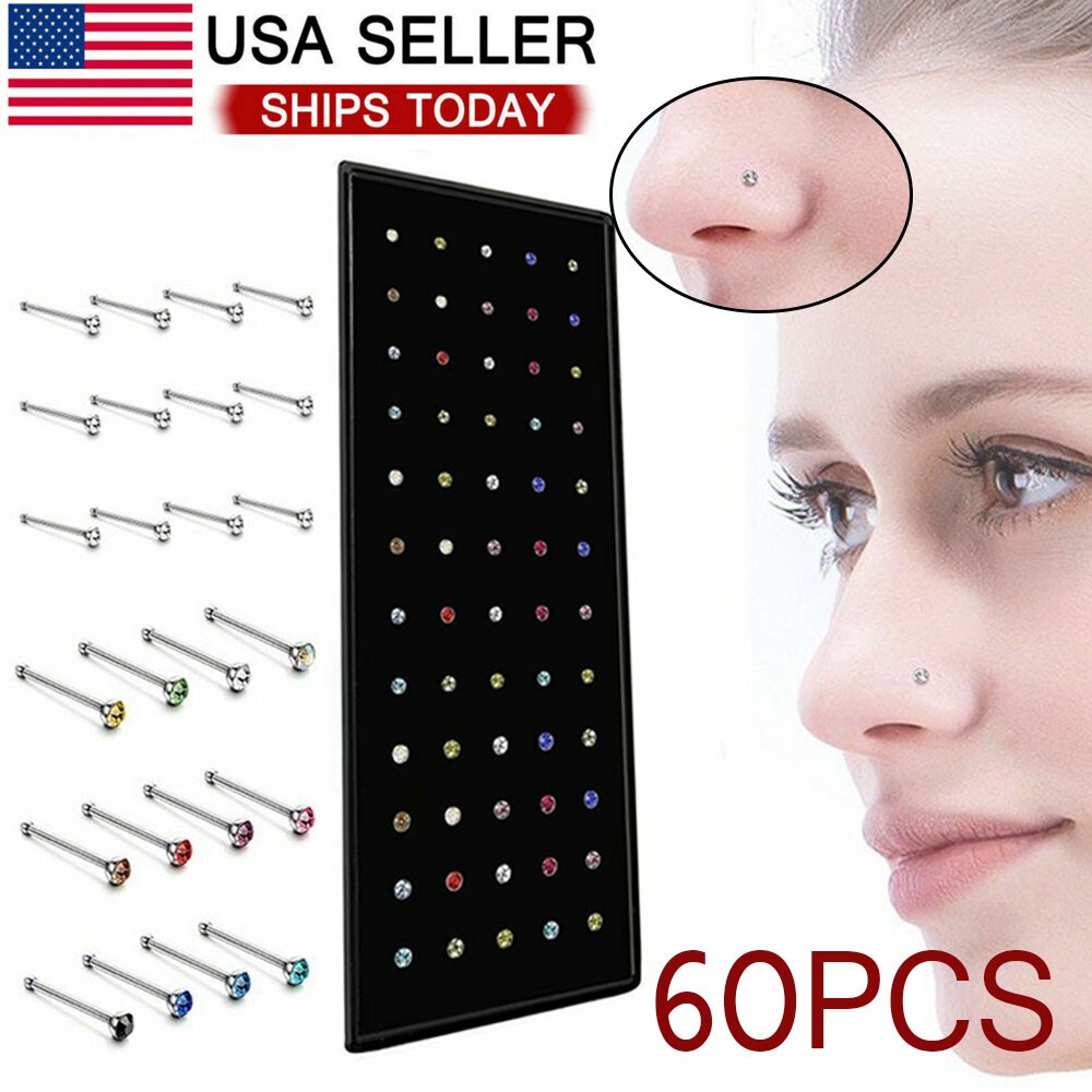 240x Stainless Steel Nose Studs Rings Piercing Pin Body Jewelry Nose Studs Rings
