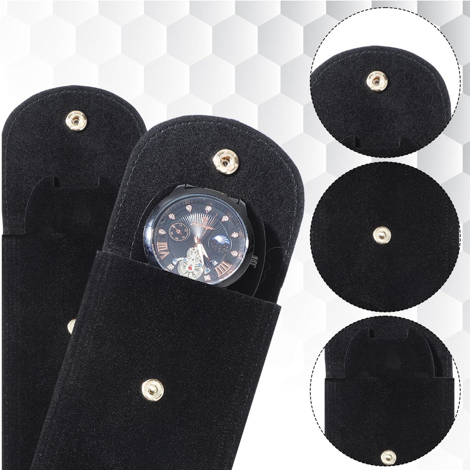 2 Pcs Velvet Watch Pouch Portable Flannelette Watch Storage Bag Single Travel Po