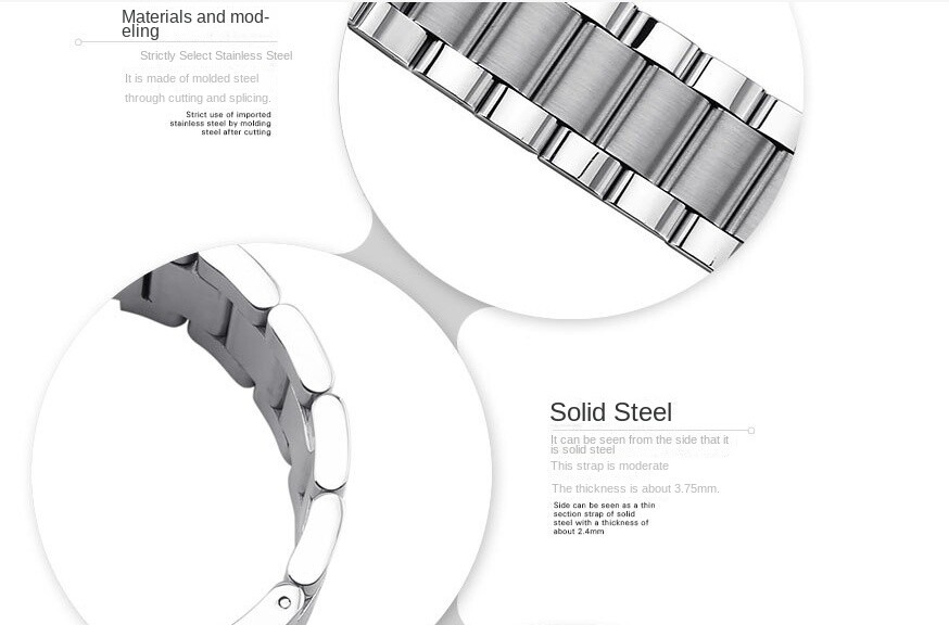 Thicked Stainless Steel Watch Strap Mens Solid Metal Band 18 20 21 22 23 24 26mm