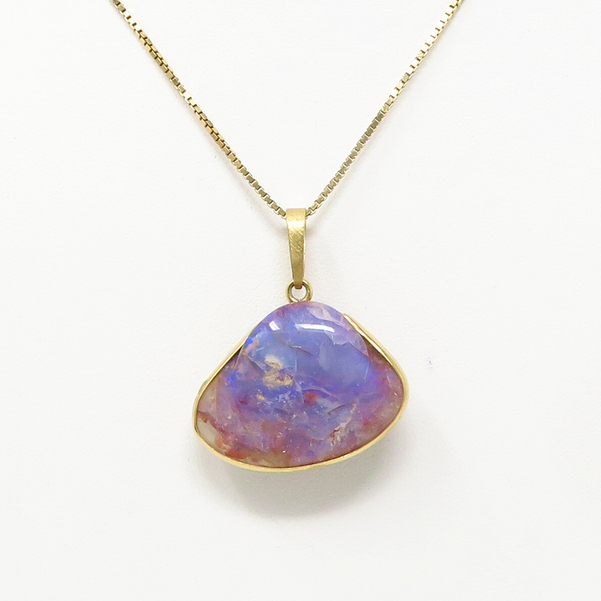 NYJEWEL Bruno Guidi 18k Gold 30 x 25mm black opal Pendant Necklace 21.5″